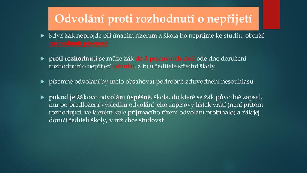 Přijímací řízení Na Střední školy - Ppt Stáhnout