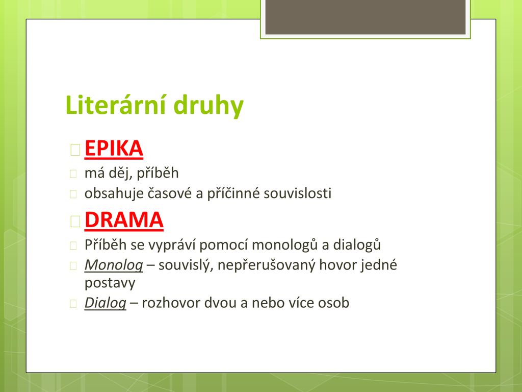 Literární Druhy A žánry - Ppt Stáhnout