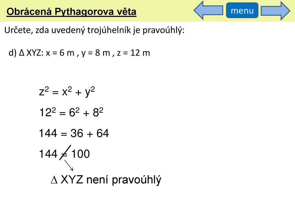 Obrácená Pythagorova věta