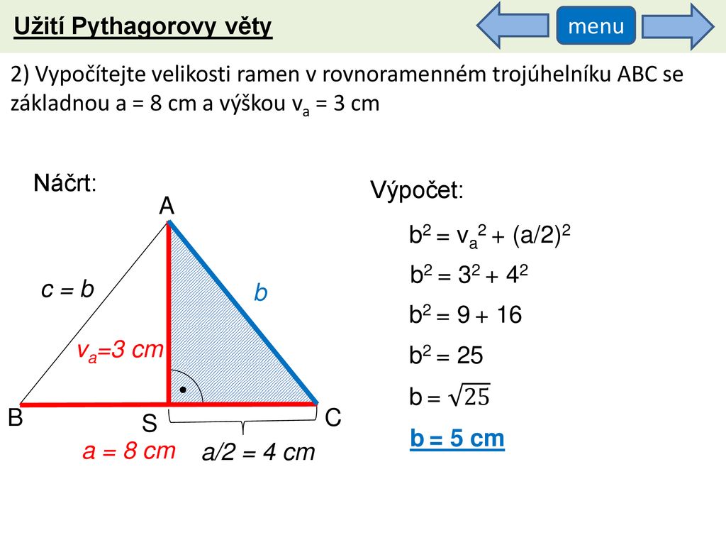 Užití Pythagorovy věty