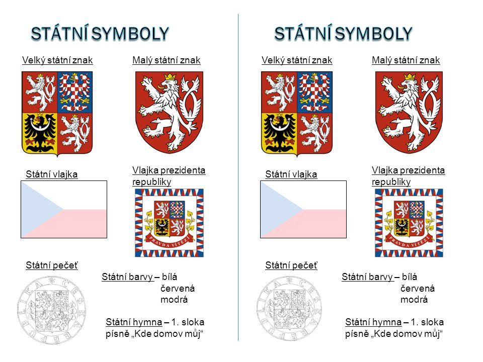 Státní symboly Státní symboly Velký státní znak Malý státní znak