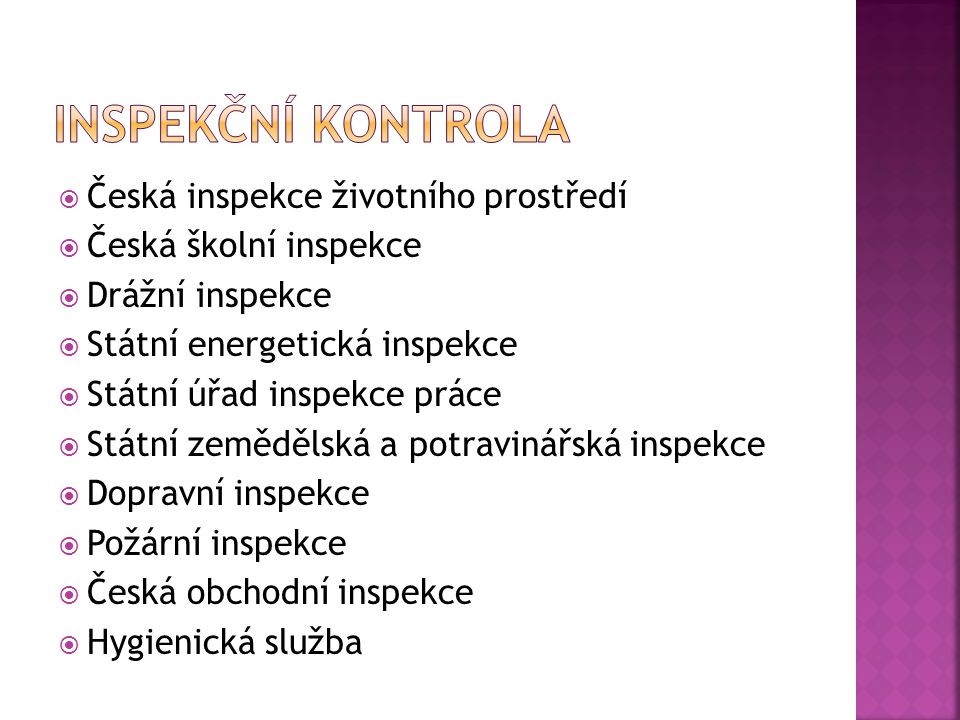 Inspekční kontrola Česká inspekce životního prostředí