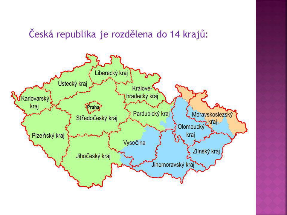 Česká republika je rozdělena do 14 krajů: