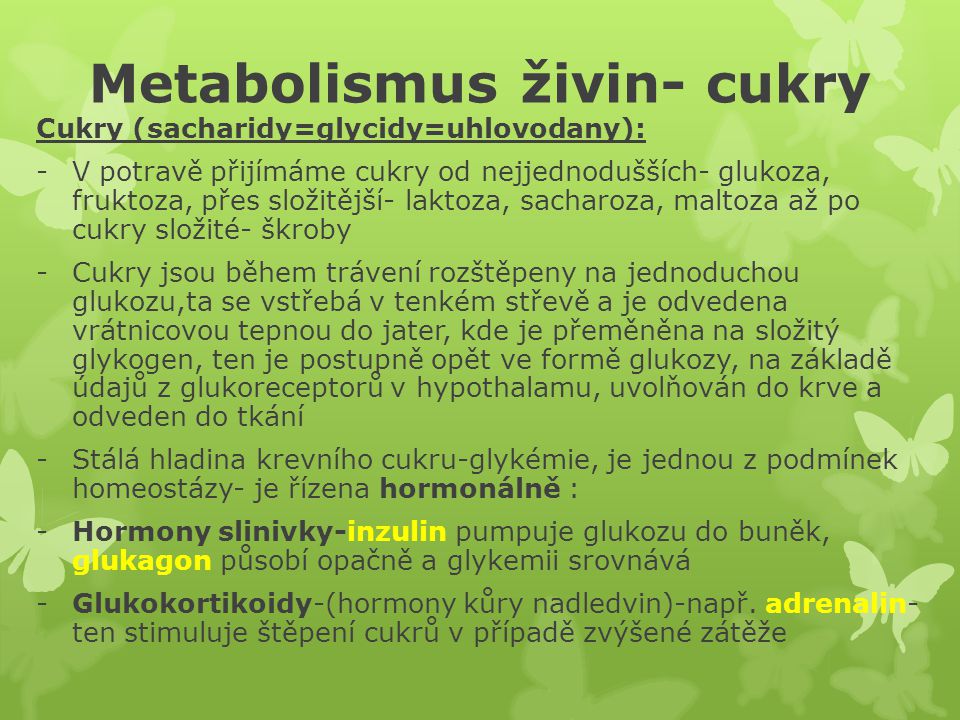 Metabolismus živin- cukry