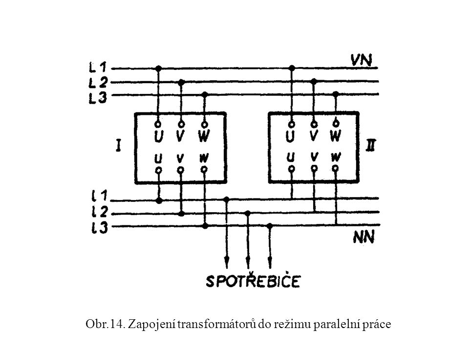 Obr.14. Zapojení transformátorů do režimu paralelní práce