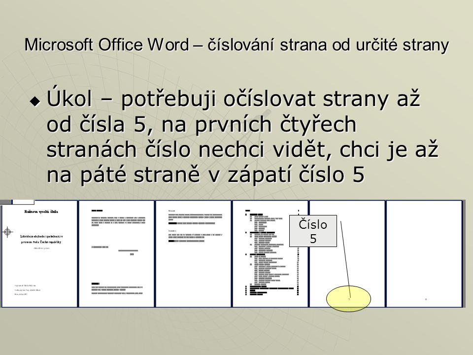 Microsoft Office Word – číslování strana od určité strany