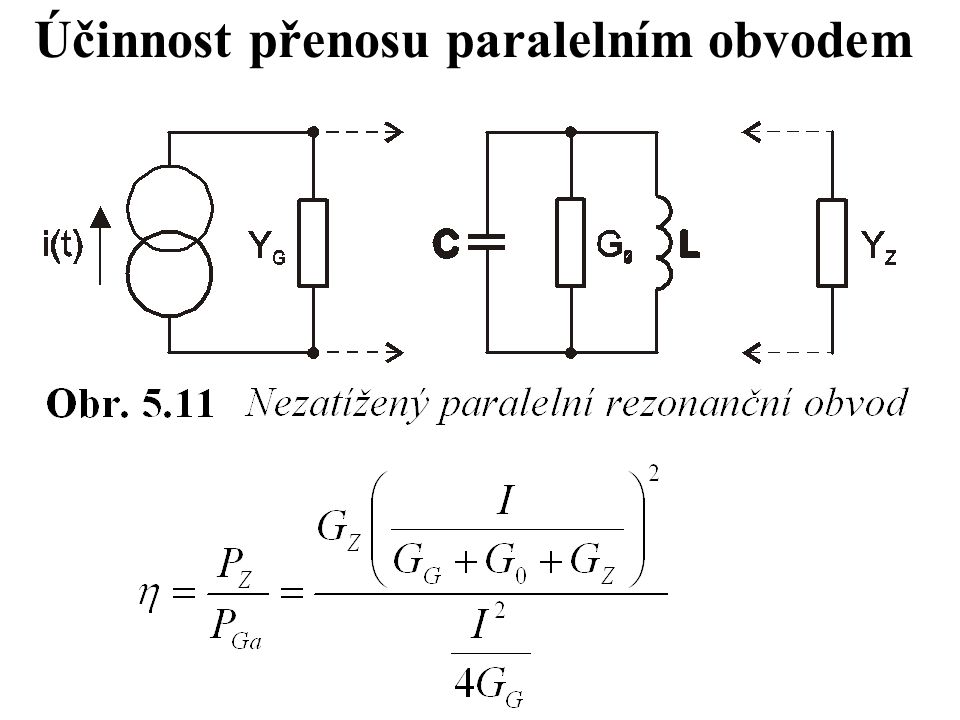Účinnost přenosu paralelním obvodem