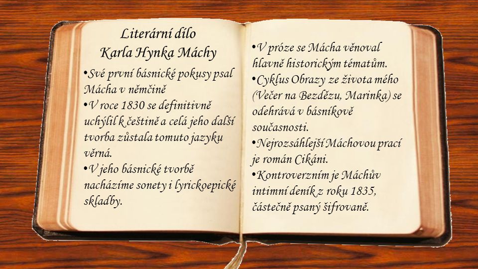 Literární dílo Karla Hynka Máchy
