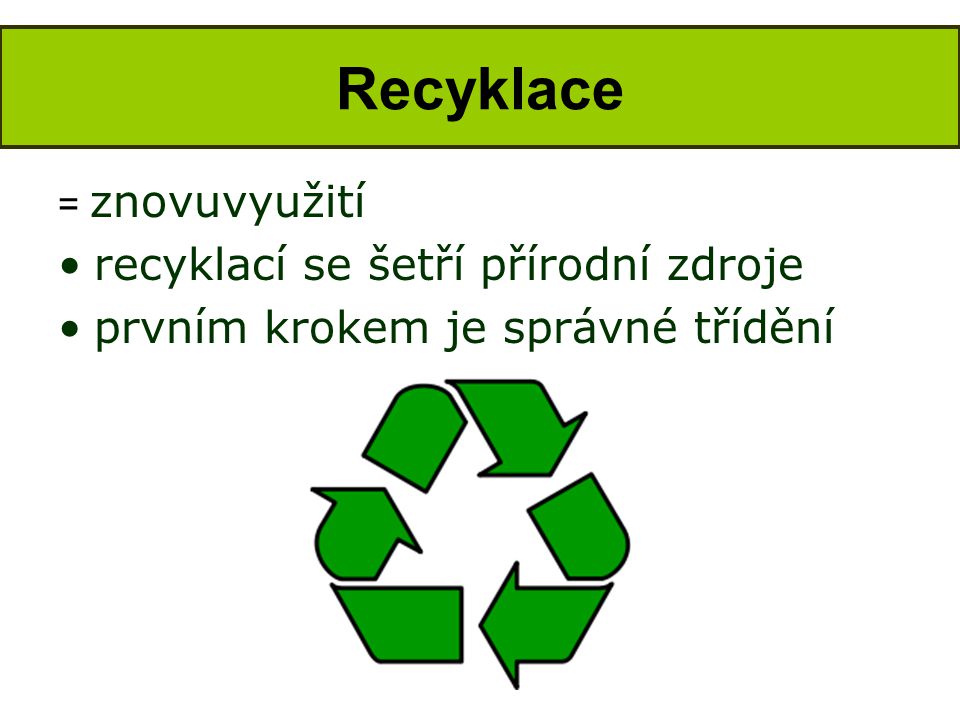 Recyklace recyklací se šetří přírodní zdroje