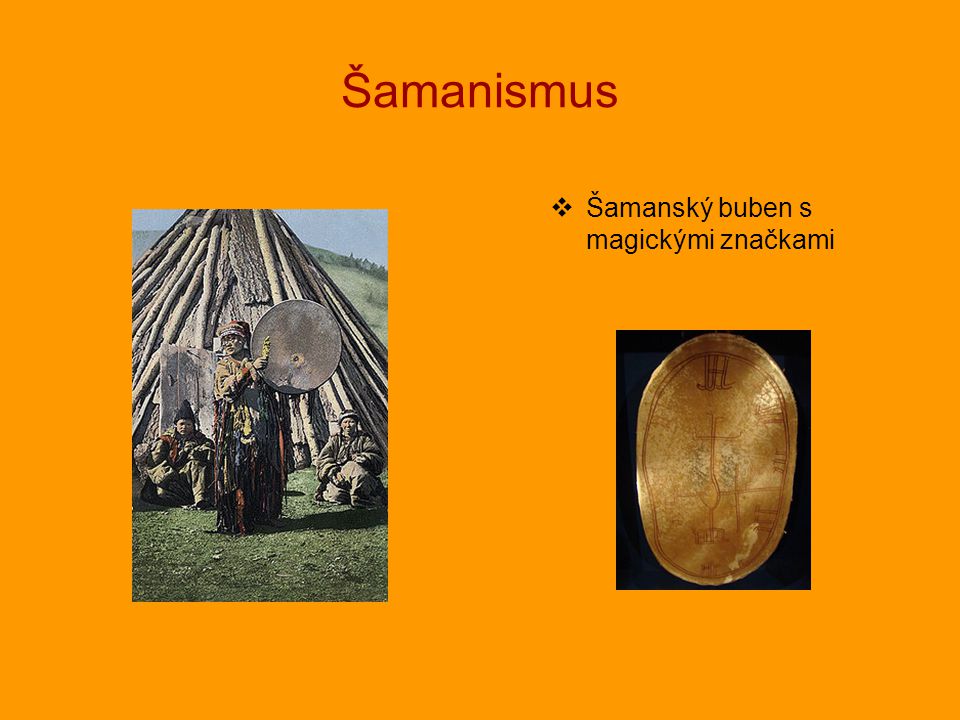 Šamanismus Šamanský buben s magickými značkami