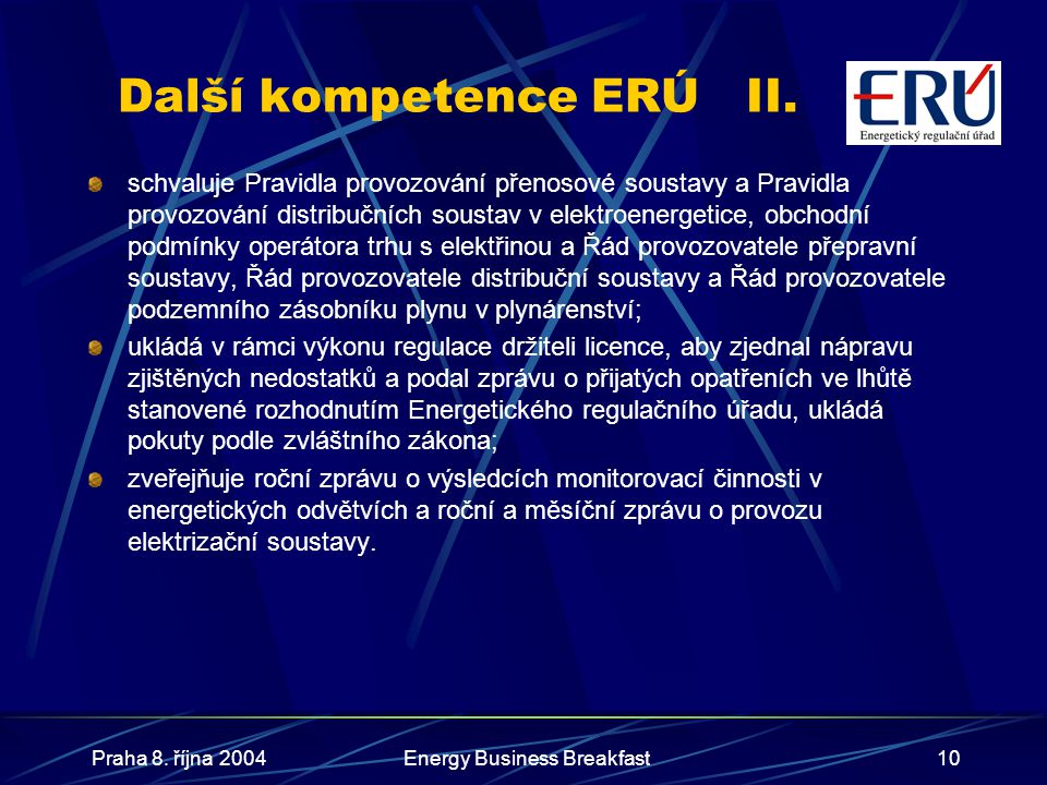 Další kompetence ERÚ II.