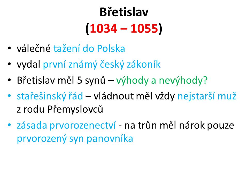Břetislav (1034 – 1055) válečné tažení do Polska