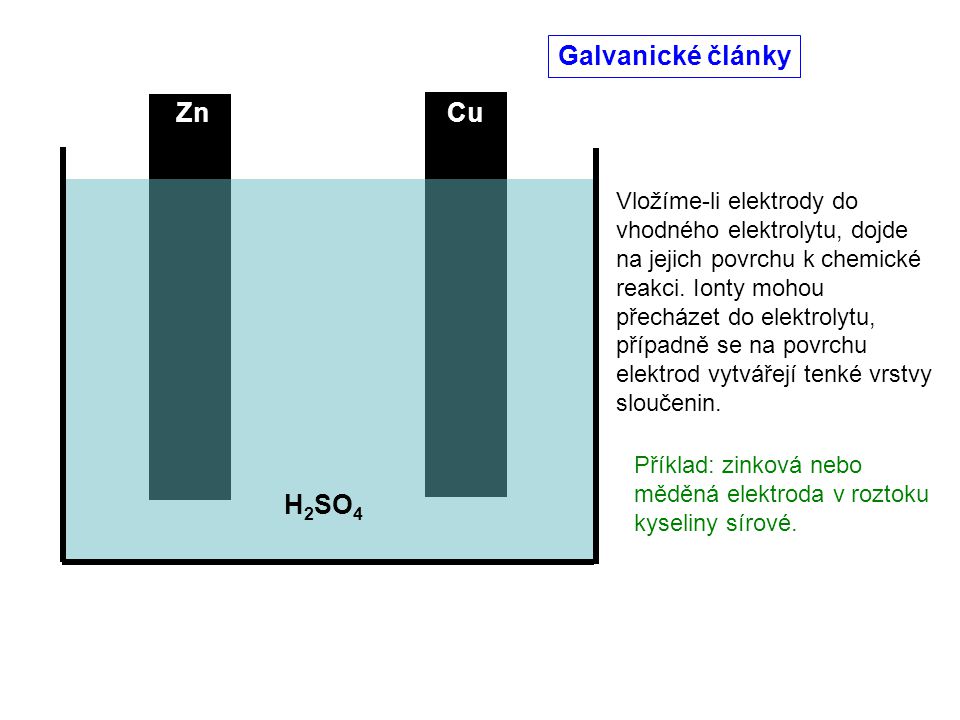 Galvanické články Zn Cu H2SO4