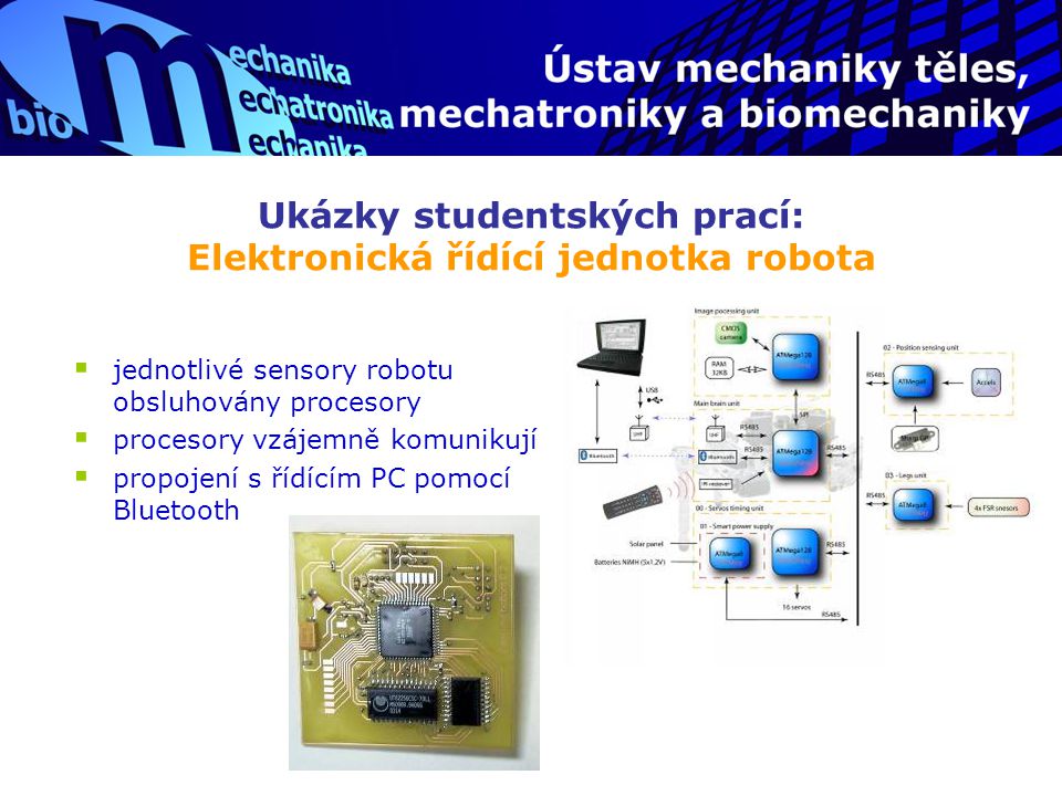Ukázky studentských prací: Elektronická řídící jednotka robota