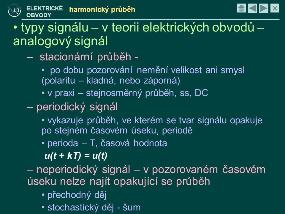 typy signálu – v teorii elektrických obvodů – analogový signál