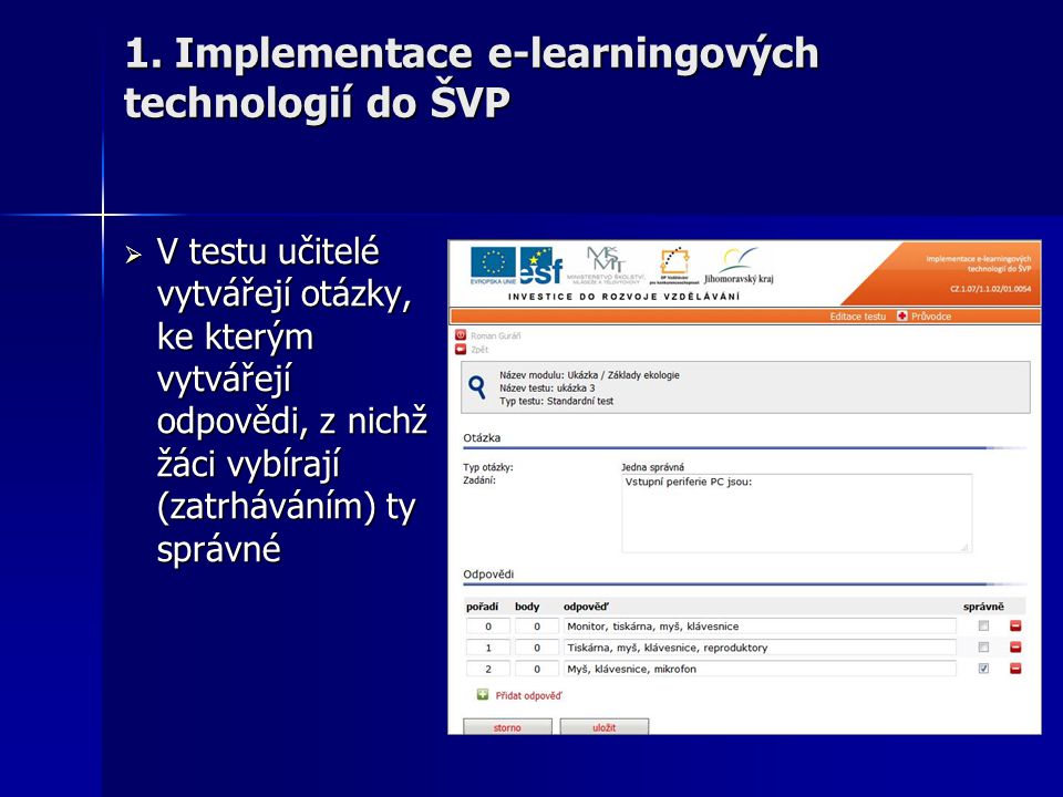 1. Implementace e-learningových technologií do ŠVP