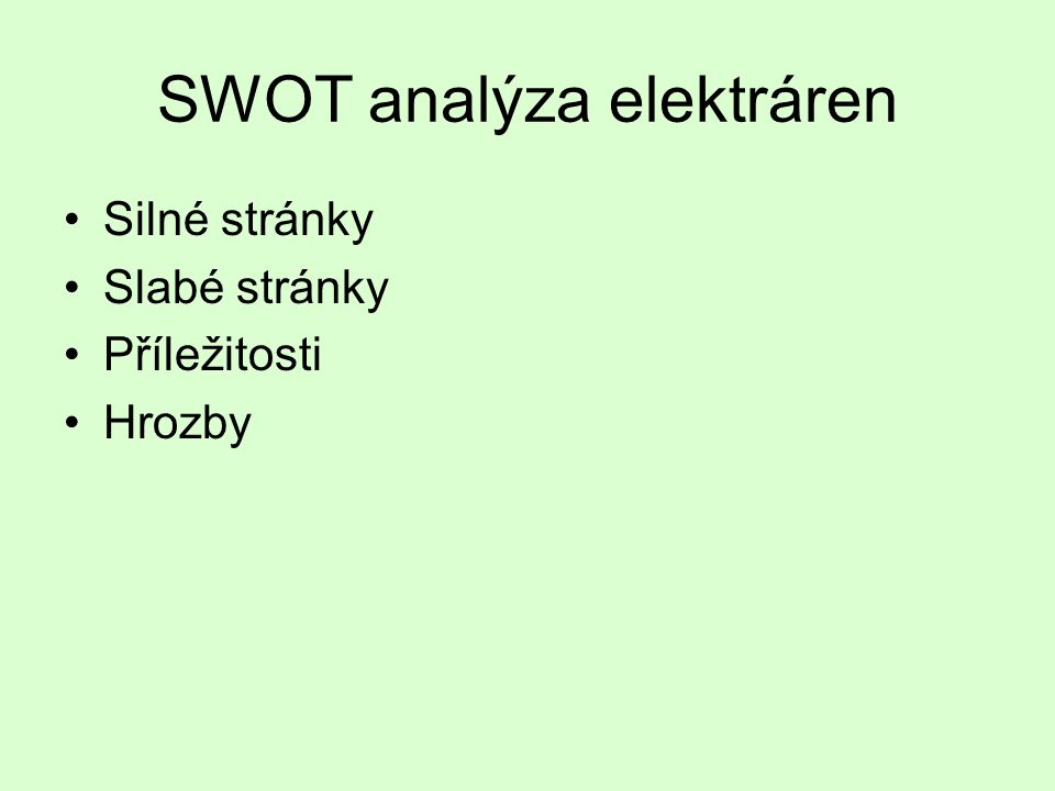 SWOT analýza elektráren