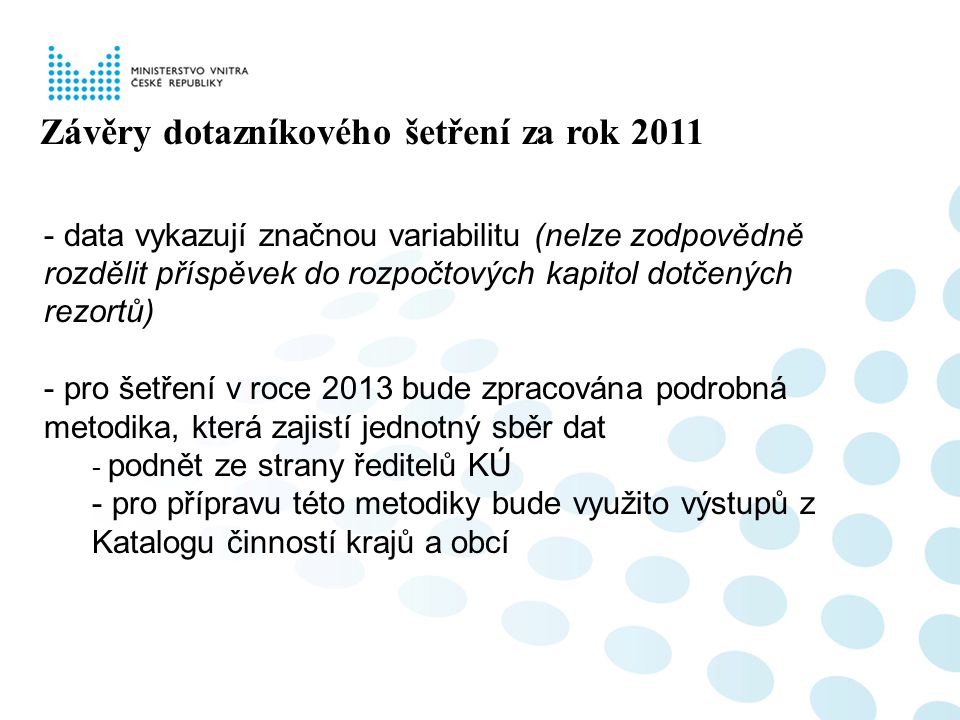 Závěry dotazníkového šetření za rok 2011