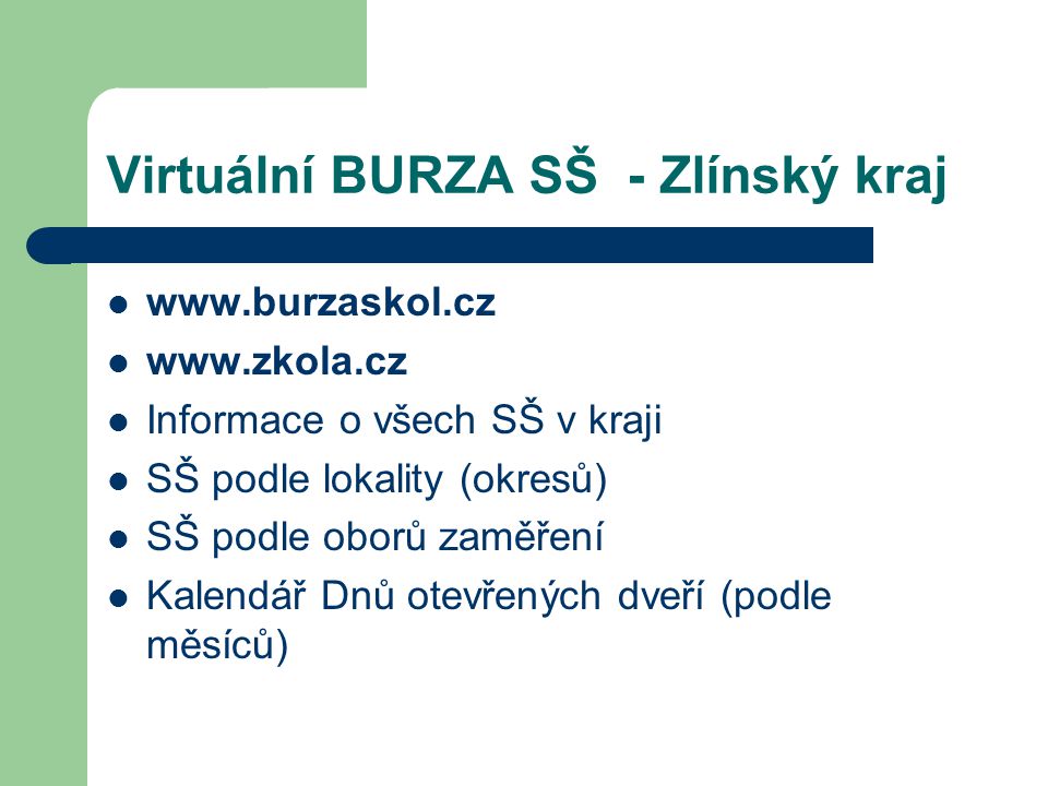 Virtuální BURZA SŠ - Zlínský kraj