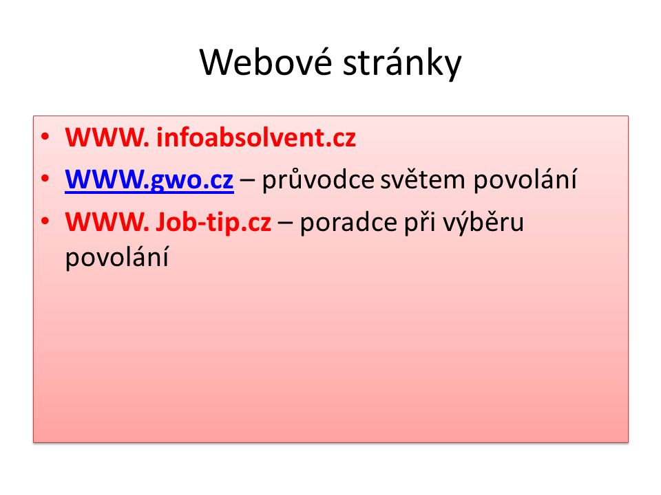 Webové stránky WWW. infoabsolvent.cz