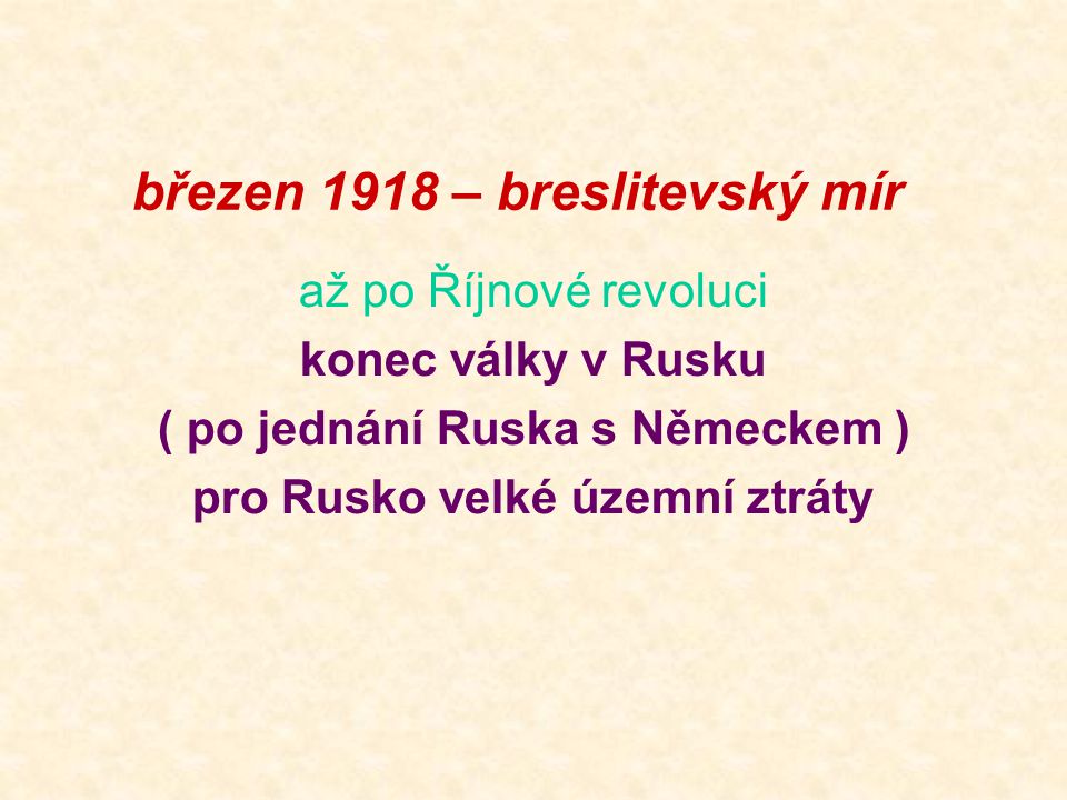 březen 1918 – breslitevský mír
