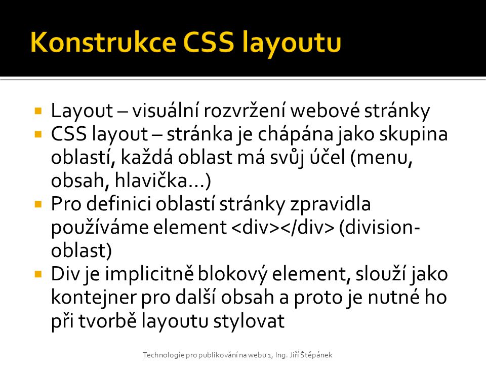 Konstrukce CSS layoutu