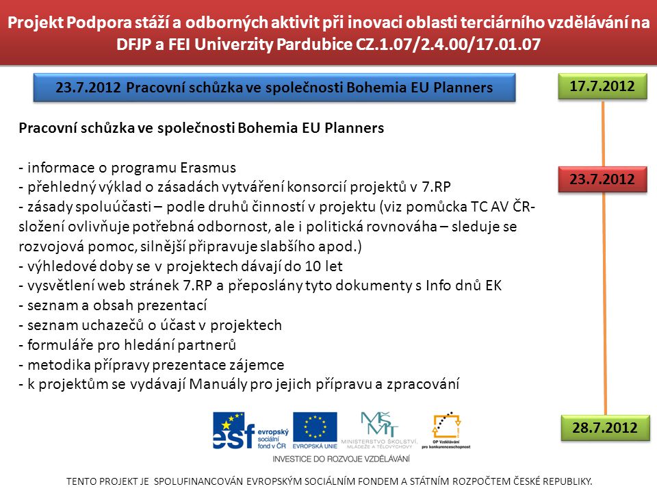 Pracovní schůzka ve společnosti Bohemia EU Planners