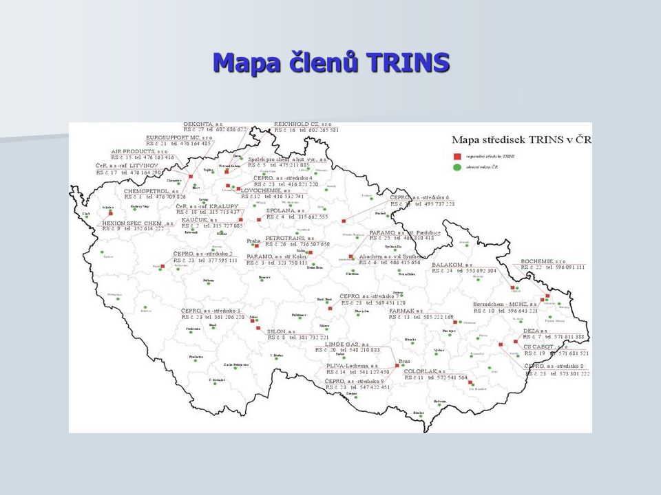 Mapa členů TRINS