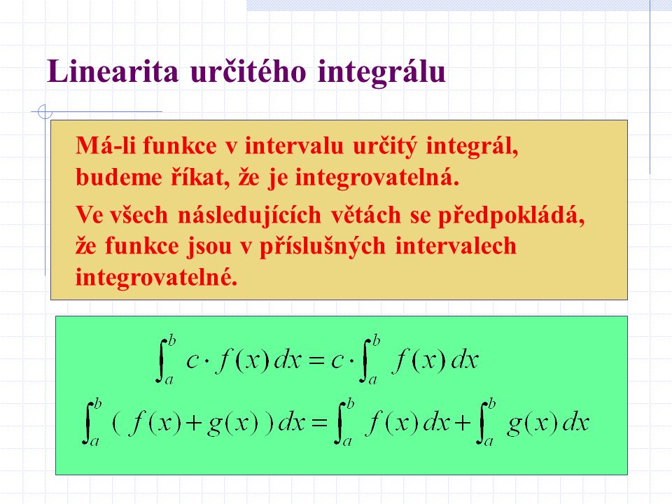 Linearita určitého integrálu