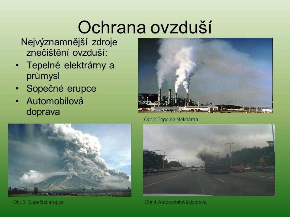Ochrana ovzduší Tepelné elektrárny a průmysl Sopečné erupce