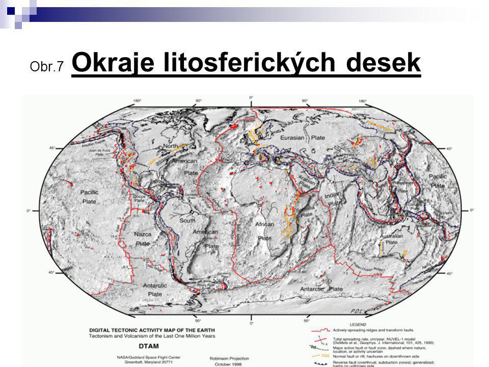 Obr.7 Okraje litosferických desek