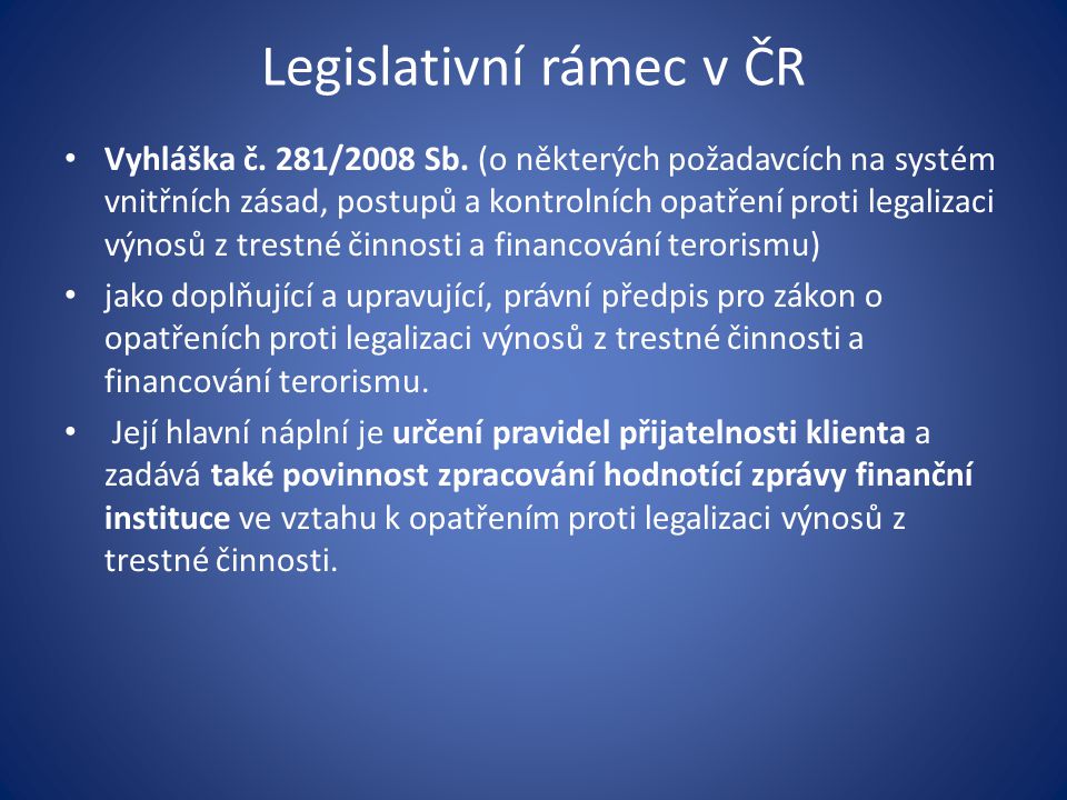 Legislativní rámec v ČR