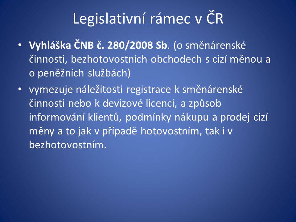 Legislativní rámec v ČR