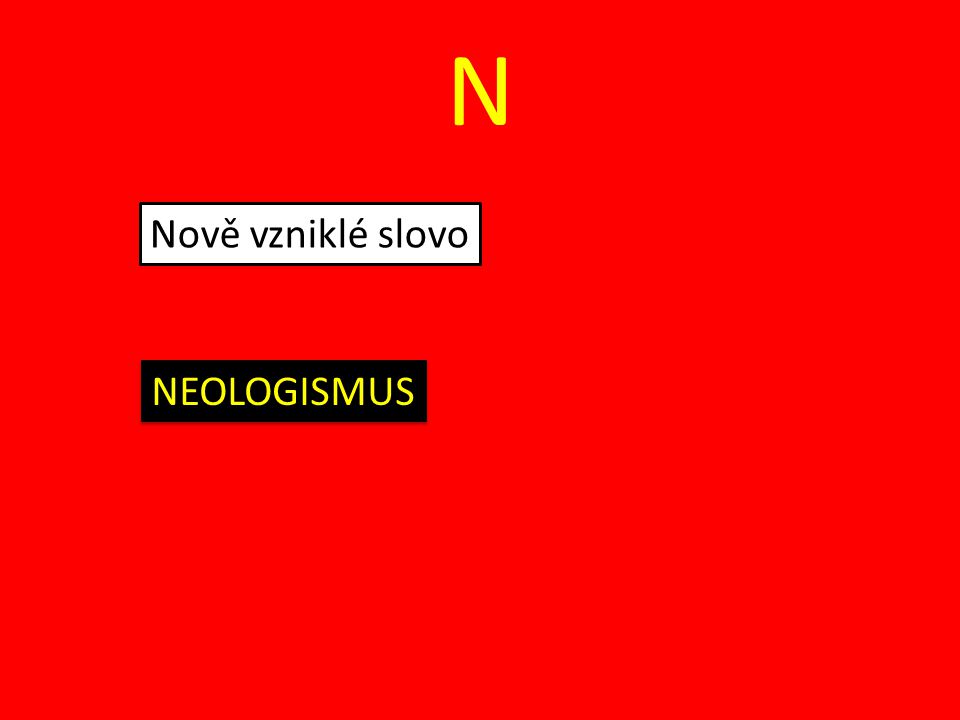 N Nově vzniklé slovo NEOLOGISMUS