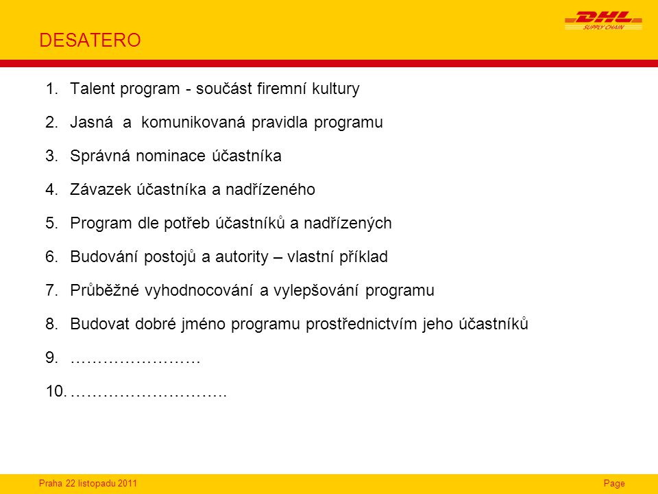 DESATERO Talent program - součást firemní kultury