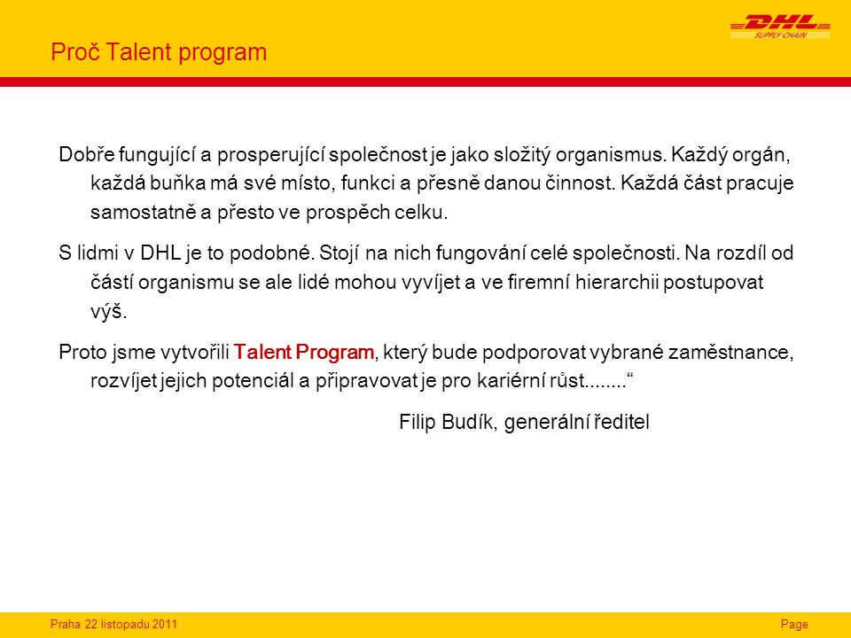 Proč Talent program