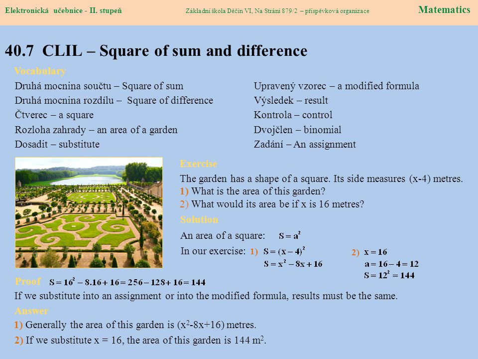 40.7 CLIL – Square of sum and difference