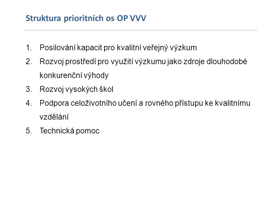 Struktura prioritních os OP VVV