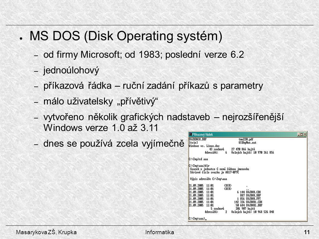 MS DOS (Disk Operating systém)