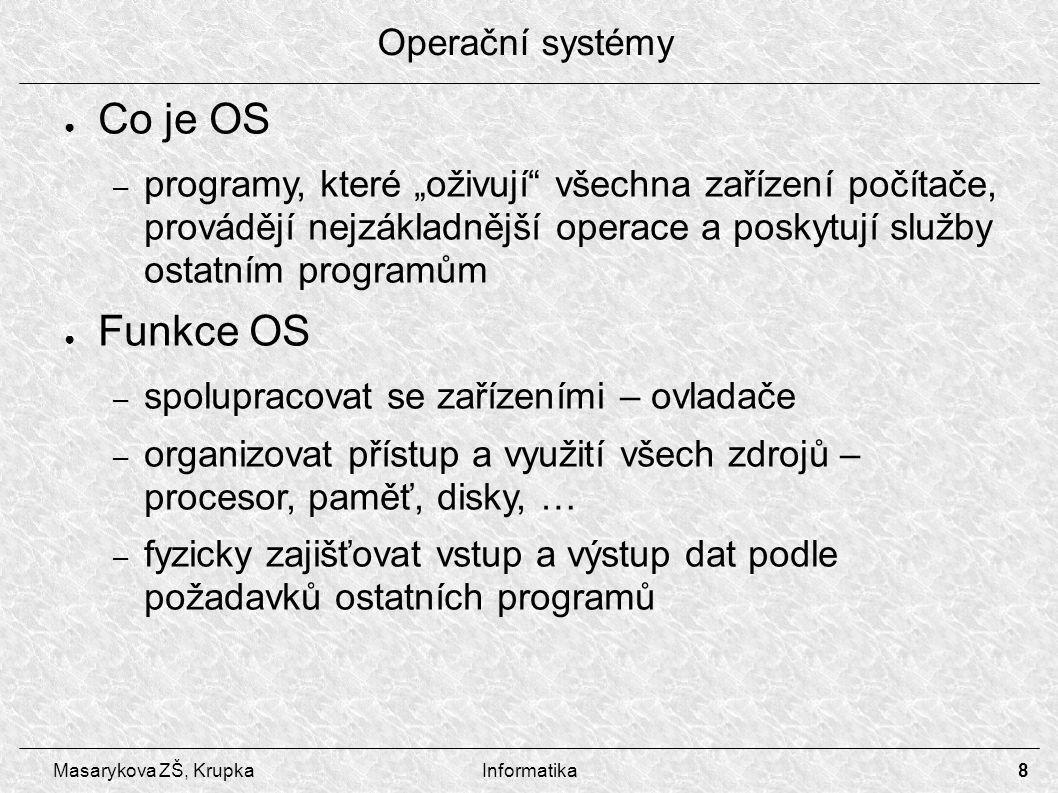 Co je OS Funkce OS Operační systémy