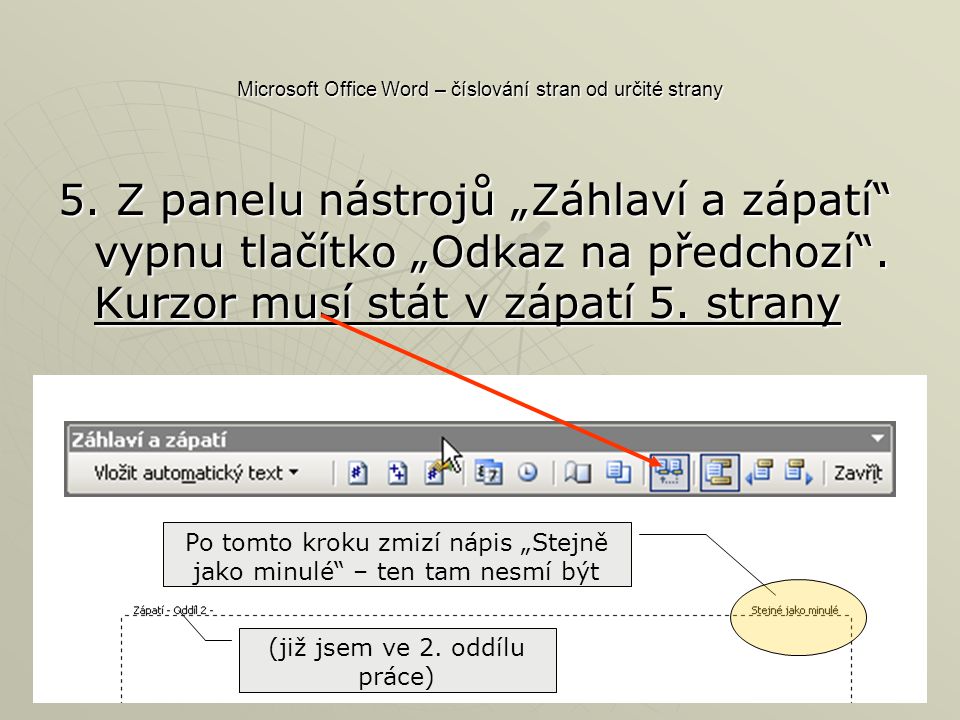 Microsoft Office Word – číslování stran od určité strany