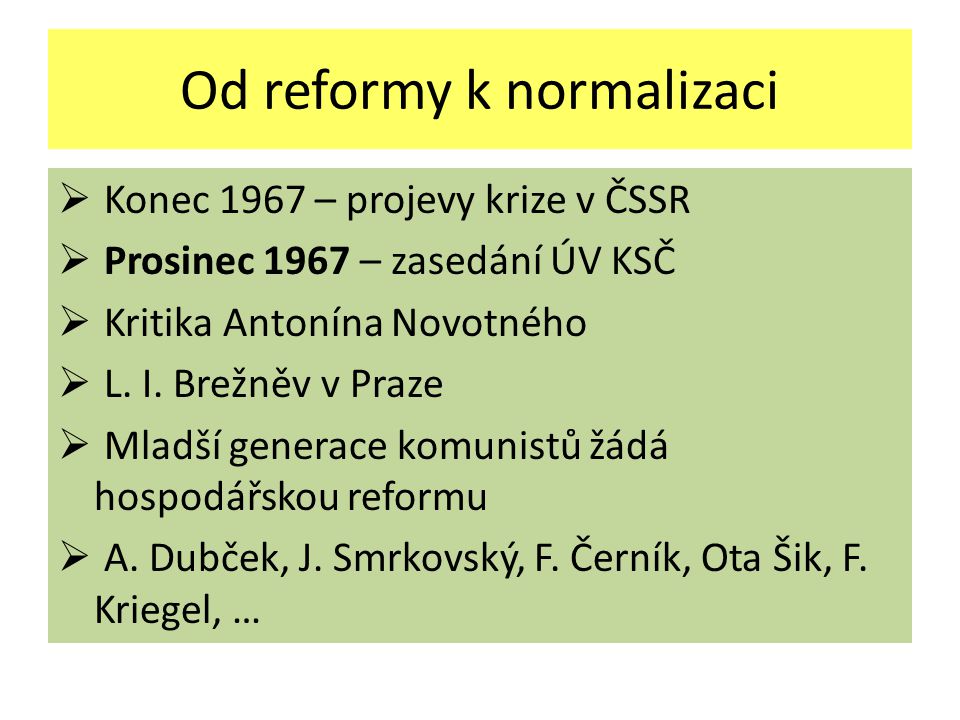 Od reformy k normalizaci