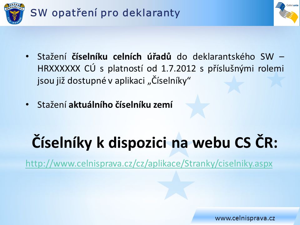 Číselníky k dispozici na webu CS ČR: