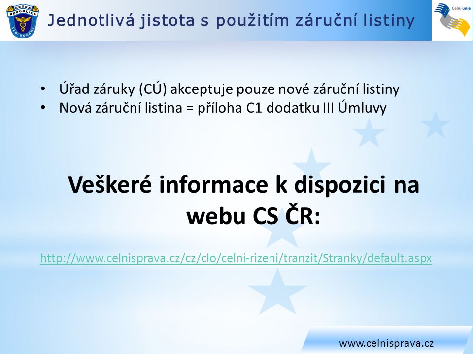 Veškeré informace k dispozici na webu CS ČR: