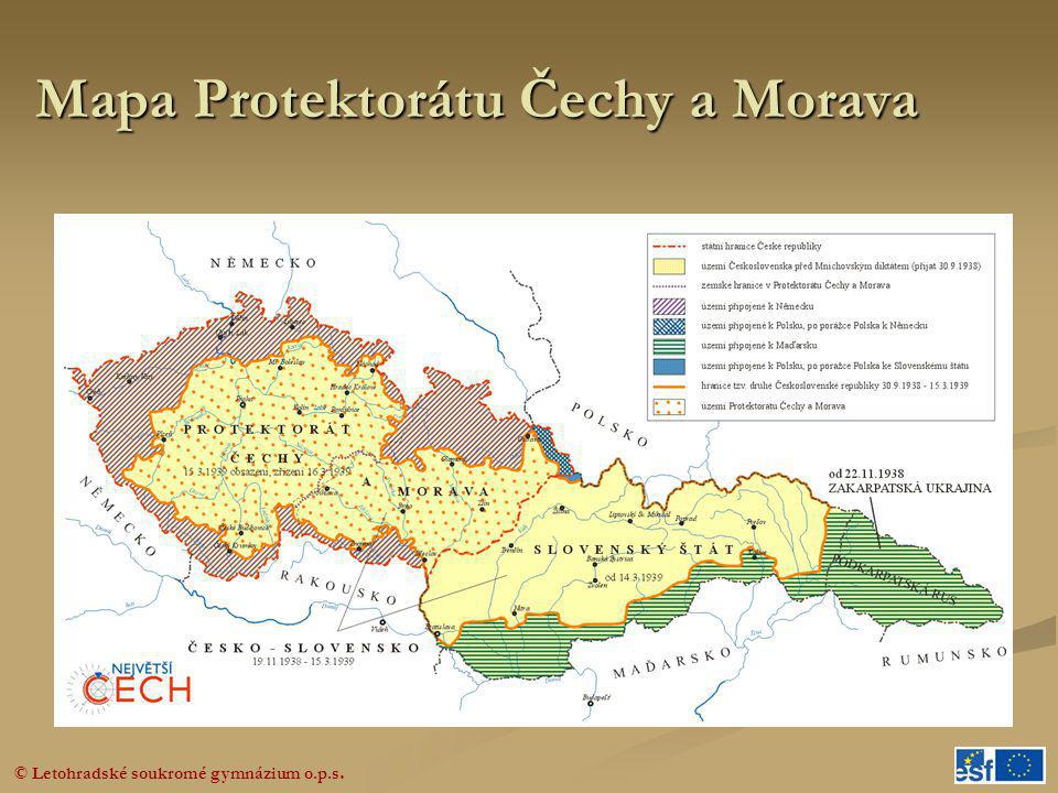 Mapa Protektorátu Čechy a Morava