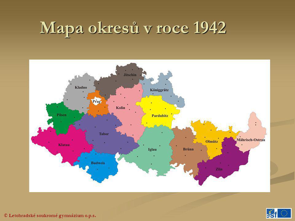 Mapa okresů v roce 1942