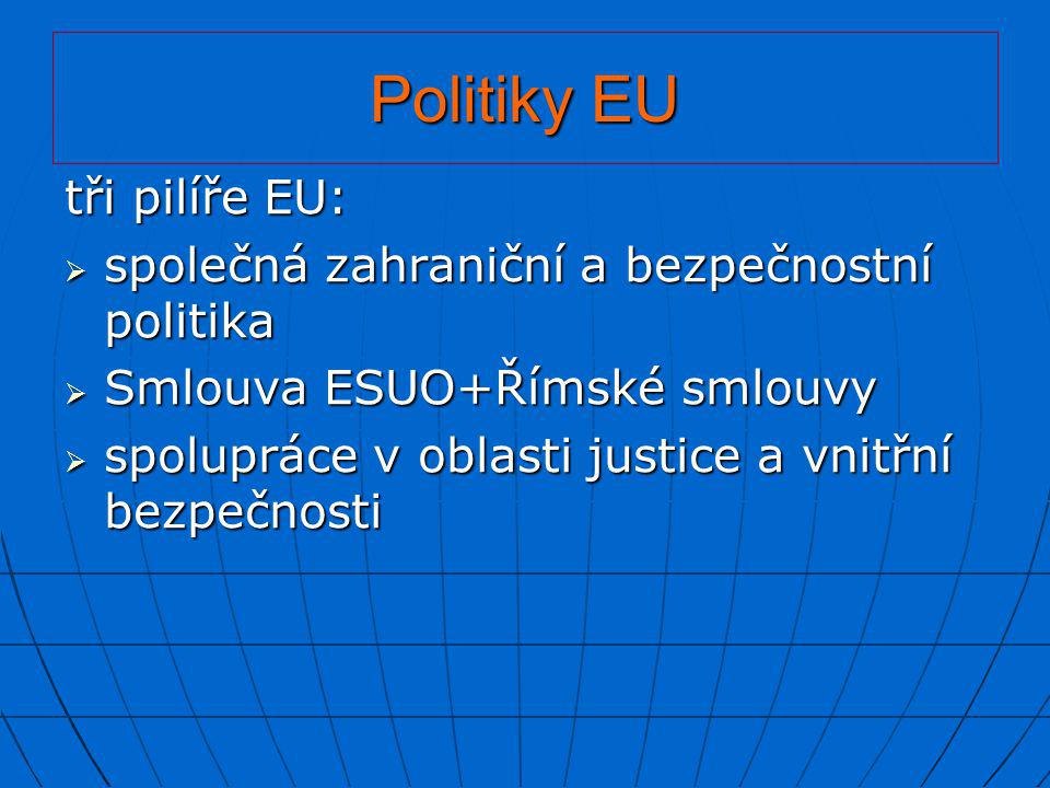 Politiky EU tři pilíře EU: společná zahraniční a bezpečnostní politika