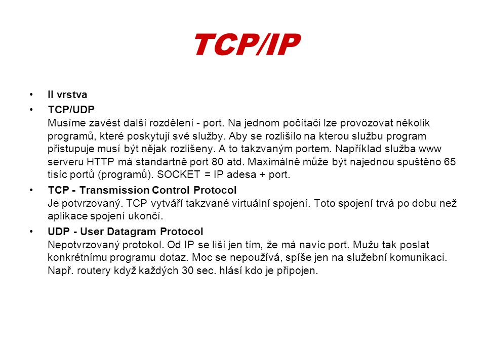 TCP/IP II vrstva.