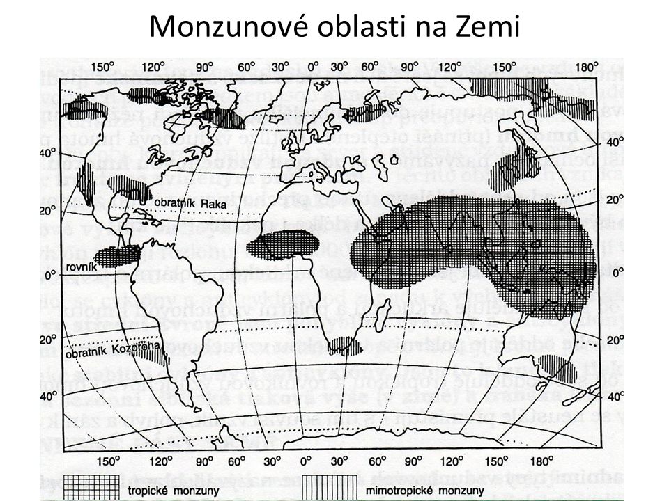 Monzunové oblasti na Zemi