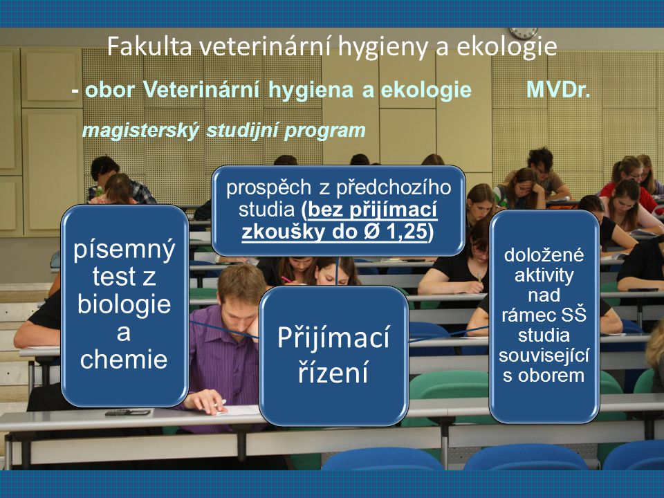 Přijímací řízení Fakulta veterinární hygieny a ekologie